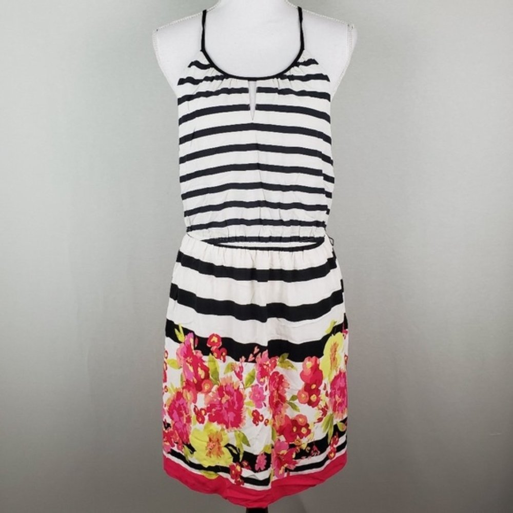 Elle Sleeveless Dress Striped with Floral